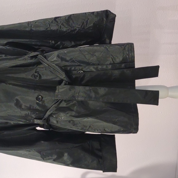 Black Button Up and Waist Tie Rain Jacket 20W Naji Sportswear - Picture 3 of 7